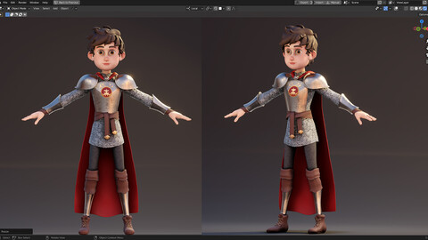 Stylized Knight Boy - Blender - High Poly Character