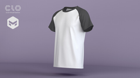 Men's Raglan T-Shirt 3D Model - .zprj, .obj, .fbx, .blend + textures