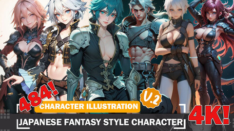 484 Anime Japanese Fantasy Characters Diverse Outfit Character Design Reference Art V2 4K