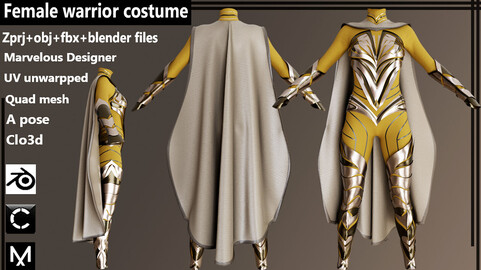 Female warrior costume (MD/CLO3D)