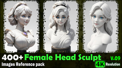 400+ Female Head Sculpt Images Reference Pack - 4K Resolution - V.09