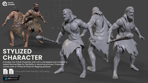 Tribal Character | Pre-Viz Character | UV's Unwrapped | Baked Normal Map | FBX | OBJ.