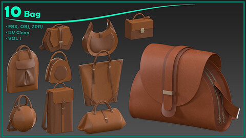 10 bag/ zprj+obj+fbx/ clo3d, marvelous designer