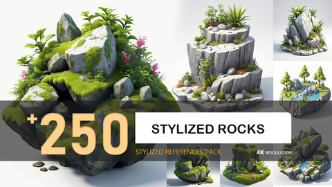 Stylized Rocks-4K-Stylized References Pack