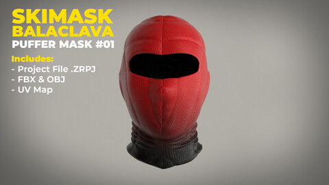 Skimask Balaclava - Puffer Mask #01 (ZPRJ + OBJ + FBX)