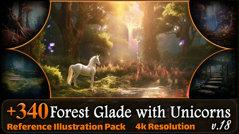 340 Forest Glade with Unicorns Reference Pack | 4K | v.18