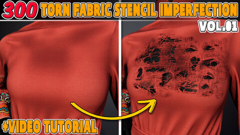 300 Torn Fabric Stencil Imperfection Vol 01 + Video Tutorial