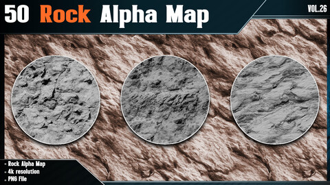 50 Rock Alpha Map - Vol.26 ( 4K PNG )