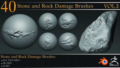 40 Stone and Rock Damage Brushes Vol 03