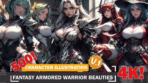 500 Fantasy Armored Warrior Beauties Diverse Outfit Character Design Reference Art V1 4K