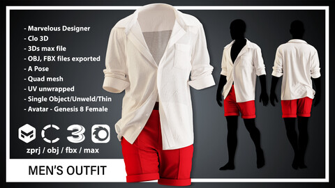 MEN'S OUTFIT (CLO3D, MD PROJECTS+OBJ+FBX+.max)