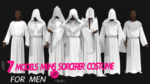 7 Models Mens Sorcerer Costume / Marvelus &Clo3d / Fbx / obj