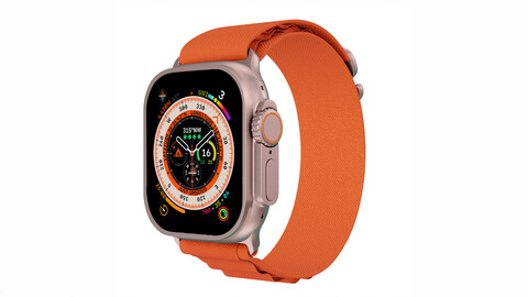 Apple Watch Ultra Titanium Case with Orange Alpine Loop 3ds Max