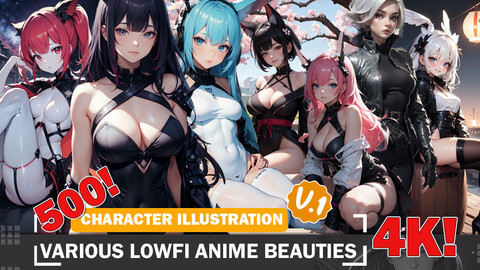 500 Various LoFi Anime Beauties Warrior Diverse Outfit Character Design Reference Art V1 4K