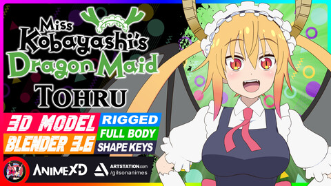 Tohru - Miss Kobayashi's Dragon Maid - 3D Model Blender