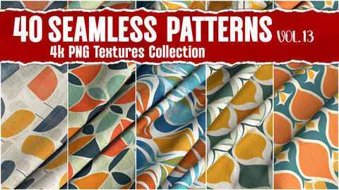 40 Seamless Patterns VOL.13| 4K PNG Textures collection