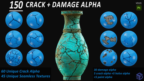 150 Crack + Damage Alpha -VOL01 / PNG + TIFF 4K