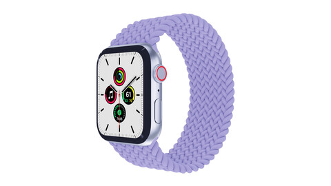 Apple Watch SE - Silver Aluminium Case with English Lavender Braided Solo Loop 3ds Max