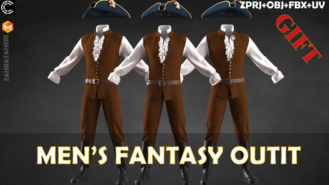 MEN'S FANTASY OUTFIT(Clo3D Project + OBJ +FBX)