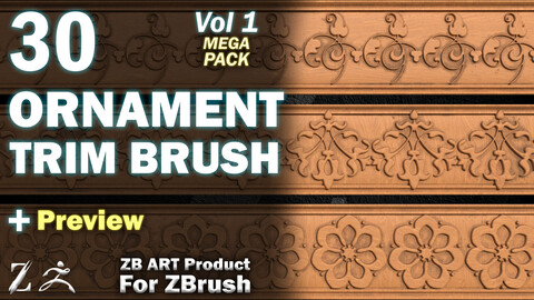 30 ZB ART Ornament Trim Brush For ZBrush - Vol 1