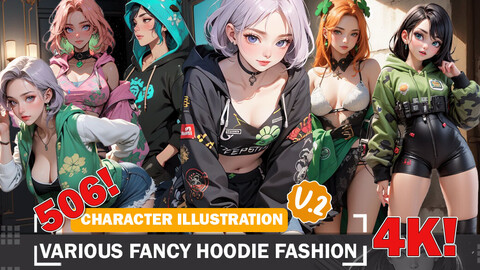 506 Anime Fancy Hoodies Fashion Diverse Reference Art Pack V2 4K