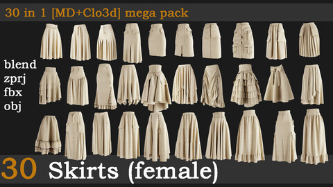 30 Skirts(female)[fbx+obj+zprj+blend]mega pack