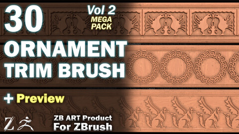 30 ZB ART Ornament Trim Brush For ZBrush - Vol 2