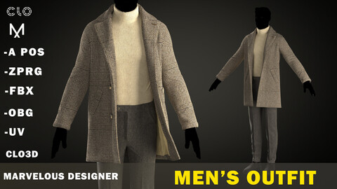 MEN'S OUTFIT( CLO3D , obg + fbx )