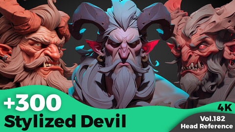 +300 Stylized Devil Head Sculpt Reference (4k)