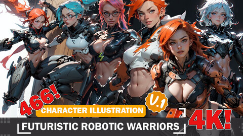 466 Futuristic Robotic Warriors Diverse Outfit Character Design Reference Art V1 4K