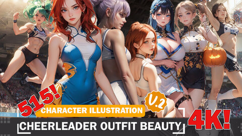 515 Various Anime Cheerleader Outfit Beauties Diverse Outfit Character Design Reference Art V2 4K