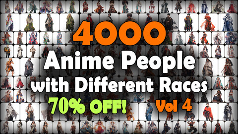 4000 Anime People with Different Races (Full Body) Reference Pack | MEGA Bundle | 4K | v.4