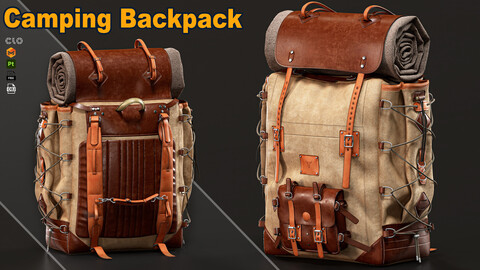 Camping Backpack/ marvelous designer / clo3d / PBR textures / OBJ / FBX