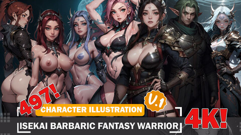 497 Isekai Barbaric Fantasy Warrior Diverse Outfit Character Design Reference Art V1 4K