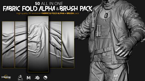 50 Fabric Fold - Tension & Wrincle Brush + Alpha + jpeg preview + Free Demo