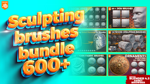 600 + Blender Sculpting Brushes. Assets Browser.