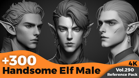 +300 Handsome Elf Male Head Sculpt Reference Images(4k)