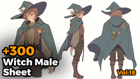 +300 Witch Male Sheet Reference Images(4k)