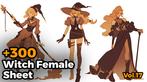 +300 Witch Female Sheet Reference Images(4k)