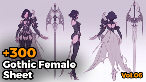 +300 Gothic Female Sheet Reference Images(4k)