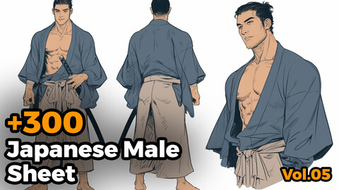 +300 Japanese Male Sheet Reference Images(4k)