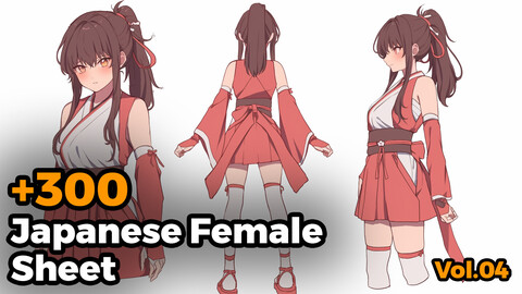 +300 Japanese Female Sheet Reference Images(4k)