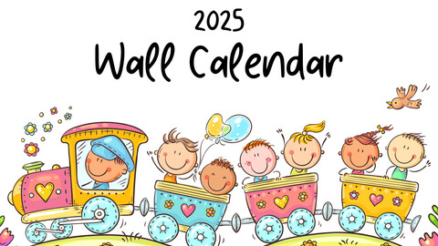 2025 Wall Calendar Colourful Fun Cartoon Kids