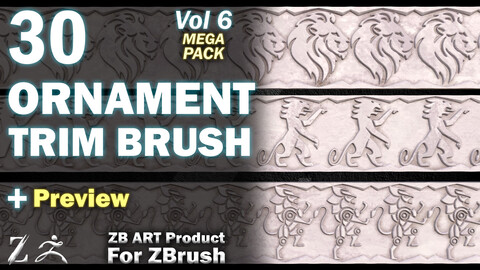 30 ZB ART Ornament Trim Brush For ZBrush - Vol 6