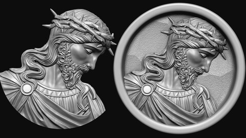 Jesus Bas Relief Medallion And Pendant 3D print model