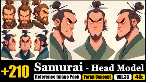 210 Samurai - Head Model Reference Image Pack v.41 |4K|