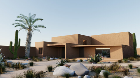 contemporary desert home 3d model