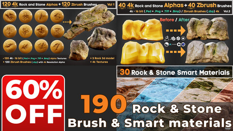 190 Rock & Stone Brush & Smart materials Bundle