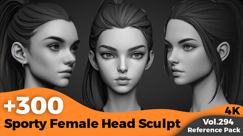 +300 Sporty Female Head Sculpt References Images(4k)