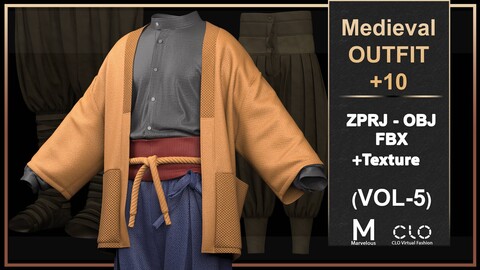 10 medieval outfit Collection_Clo3d file(OBJ+FBX+zprj)